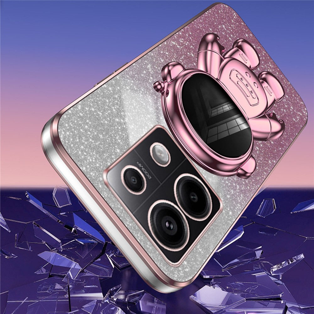 For Xiaomi Poco X6 5G / Redmi Note 13 Pro 5G Case Electroplating Astronaut Kickstand Phone Cover