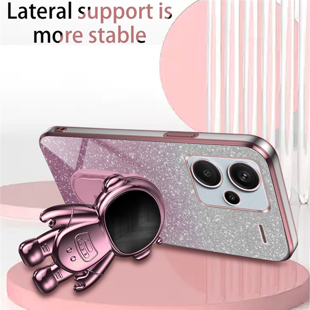 For Xiaomi Redmi Note 13 Pro+ 5G Phone Case Astronaut Kickstand Anti-shock Electroplated Cover