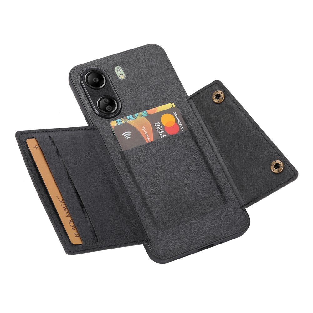 For Xiaomi Redmi 13C 4G / Poco C65 4G Kickstand Case Card Holder Leather + TPU Cover