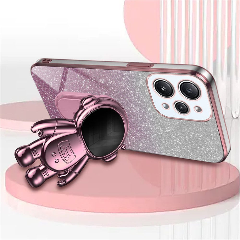Phone Case for Xiaomi Redmi 12 4G Shockproof PC+TPU Phone Cover with Astronaut Kickstand