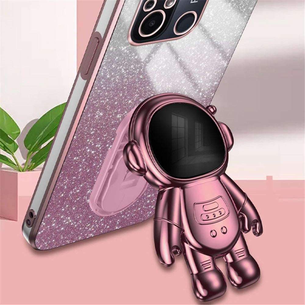 For Xiaomi Redmi 12C 4G PC+TPU Phone Shell Case Anti-scratch Phone Cover with Astronaut Kickstand