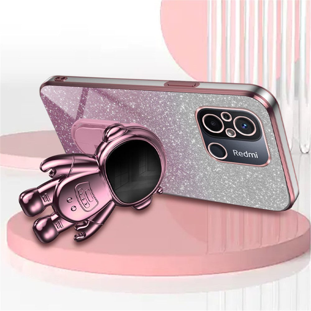 For Xiaomi Redmi 12C 4G PC+TPU Phone Shell Case Anti-scratch Phone Cover with Astronaut Kickstand