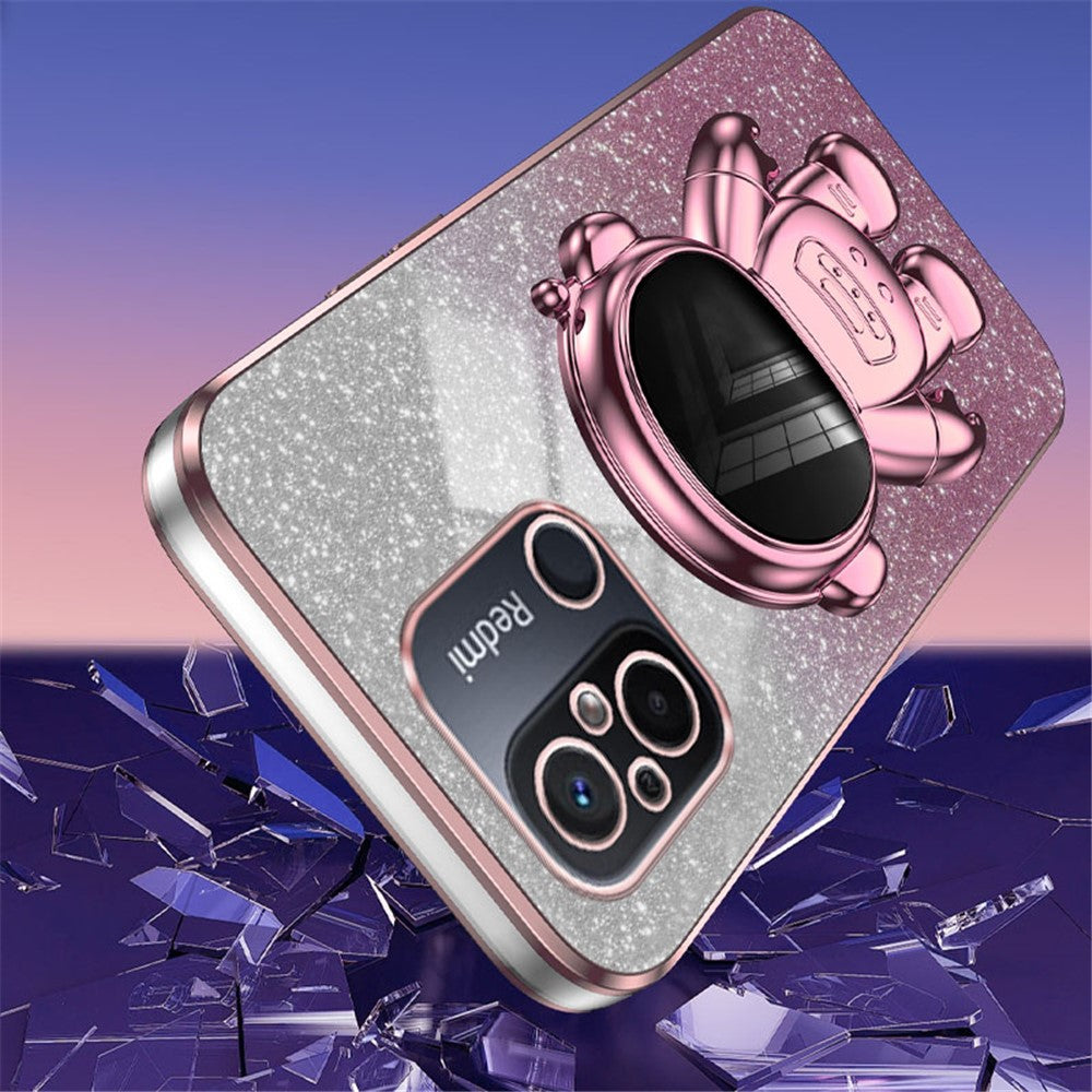 For Xiaomi Redmi 12C 4G PC+TPU Phone Shell Case Anti-scratch Phone Cover with Astronaut Kickstand