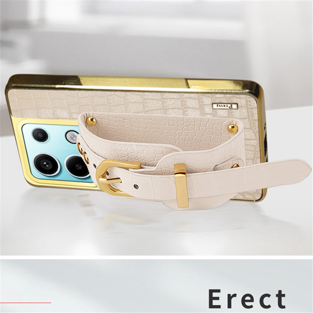 For Xiaomi Redmi Note 13 Pro 5G / Poco X6 5G Case Leather+TPU Anti-scratch Phone Cover with Wristband