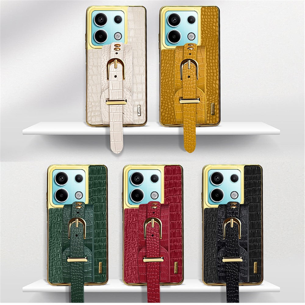 For Xiaomi Redmi Note 13 Pro 5G / Poco X6 5G Case Leather+TPU Anti-scratch Phone Cover with Wristband