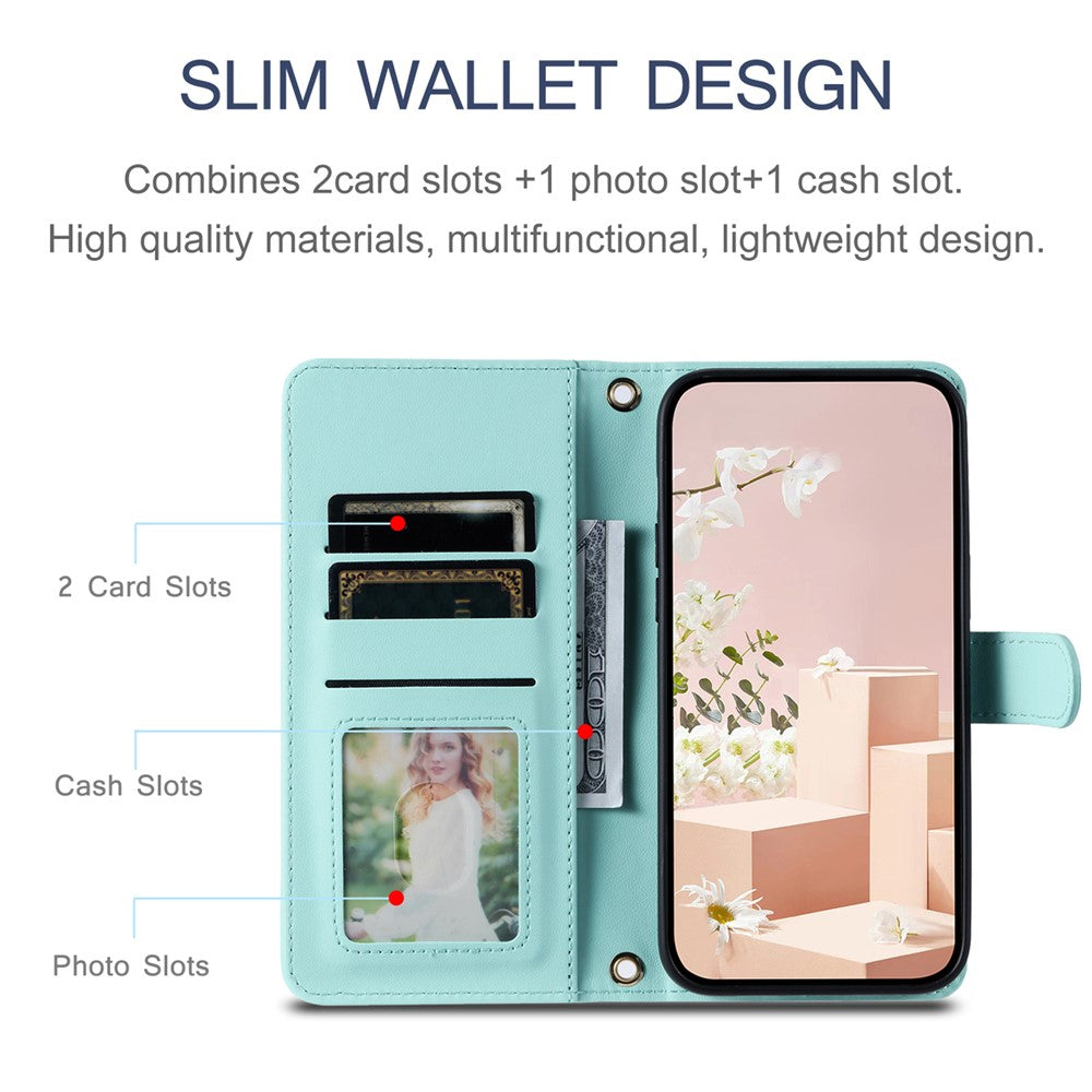 iPhone 13 Pro Max Wallet-Hülle – Rautenmuster mit Geldbörsenfunktion & Riemen