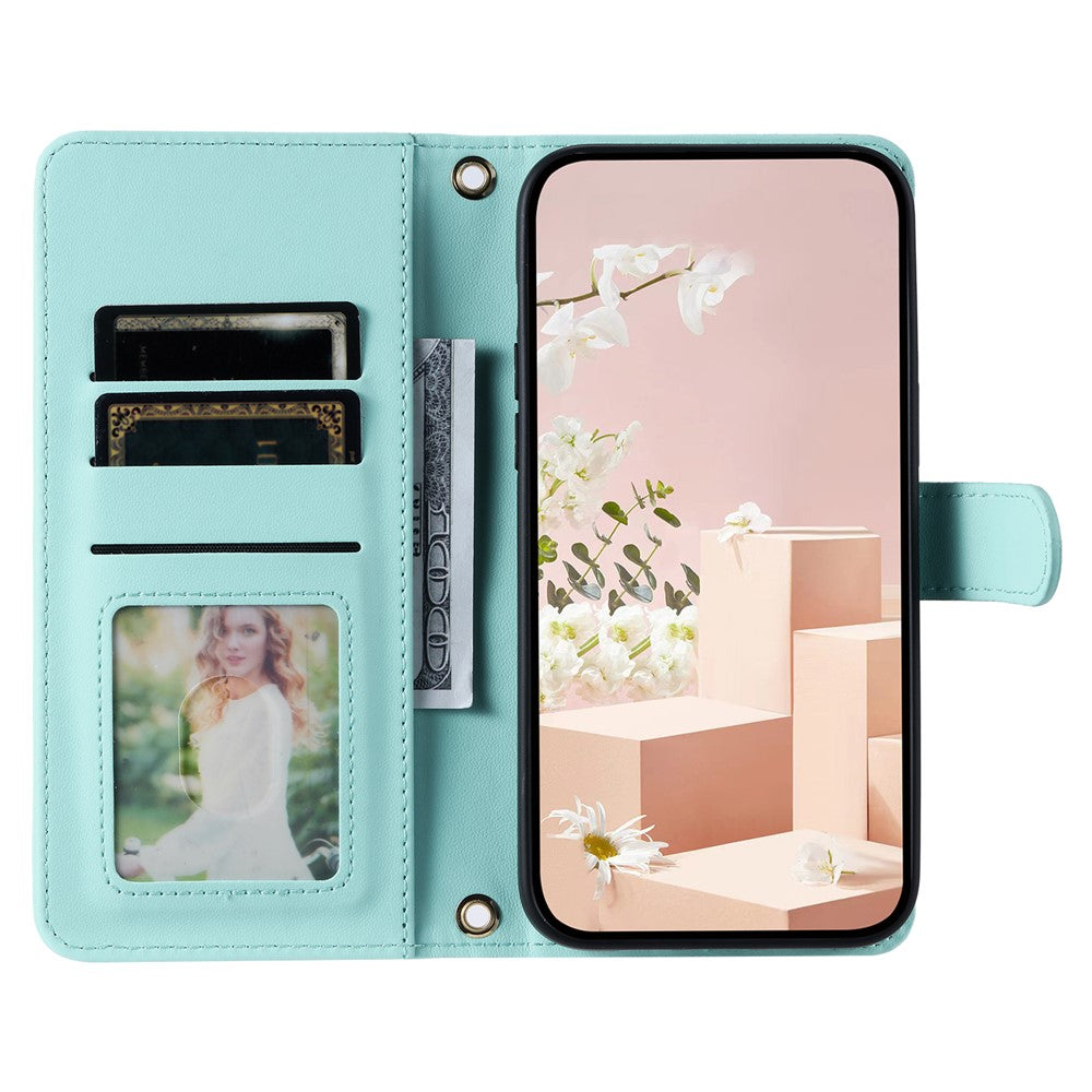 iPhone 14 Pro Wallet-Hülle – Rautenmuster mit Geldbörsenfunktion & Riemen