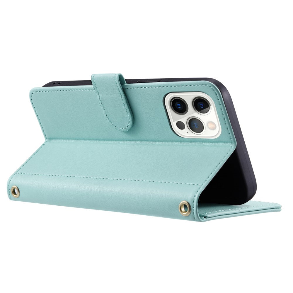 iPhone 12 Pro Max Wallet-Hülle – Rautenmuster mit Geldbörsenfunktion & Riemen
