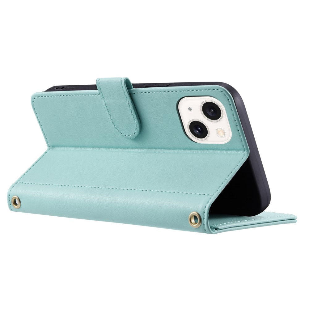 iPhone 14 Plus Wallet-Hülle – Rautenmuster mit Geldbörsenfunktion & Riemen