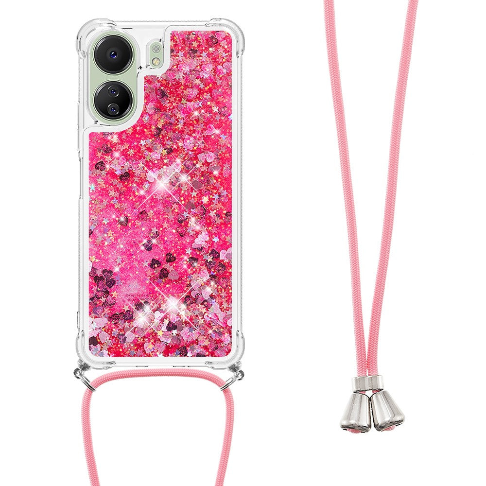 For Xiaomi Redmi 13C 4G / 13C 5G / 13R 5G / Poco M6 5G / Poco C65 4G TPU Case Quicksand Design Phone Cover with Lanyard