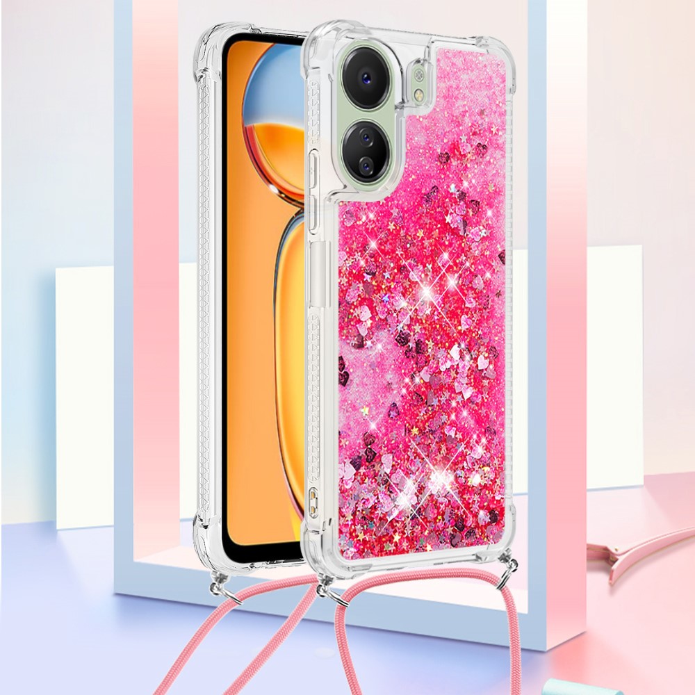 For Xiaomi Redmi 13C 4G / 13C 5G / 13R 5G / Poco M6 5G / Poco C65 4G TPU Case Quicksand Design Phone Cover with Lanyard