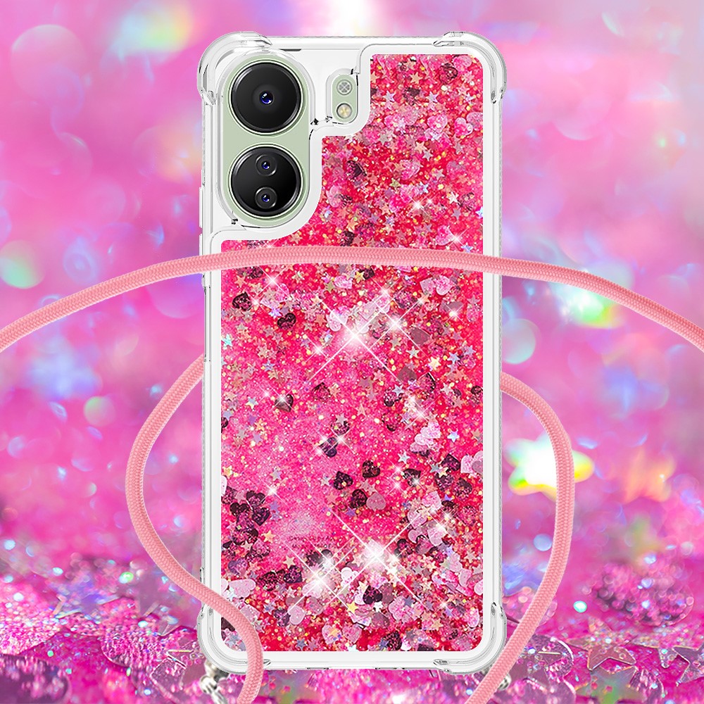 For Xiaomi Redmi 13C 4G / 13C 5G / 13R 5G / Poco M6 5G / Poco C65 4G TPU Case Quicksand Design Phone Cover with Lanyard