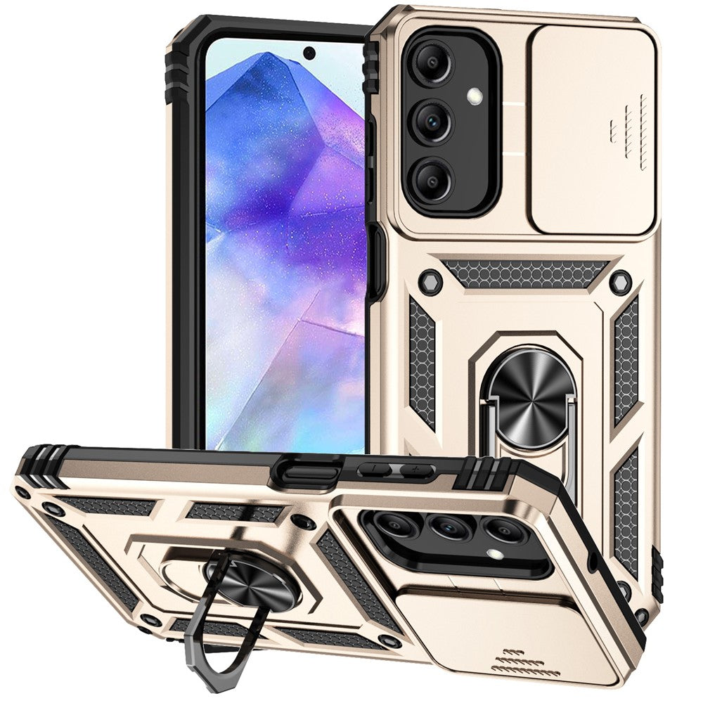 Galaxy A55 5G Stoßfeste Schutzhülle – mit Kameraschutz-Schieber & 360° Ringhalter
