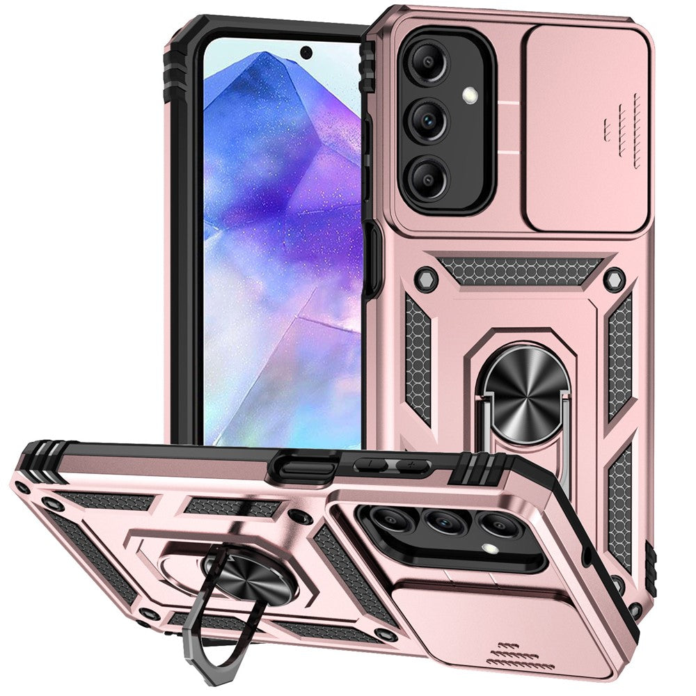 Galaxy A55 5G Stoßfeste Schutzhülle – mit Kameraschutz-Schieber & 360° Ringhalter