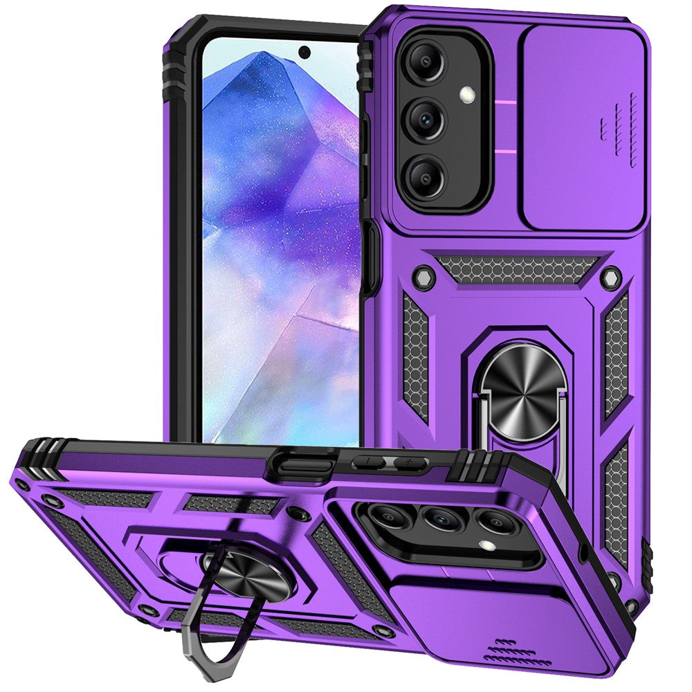 Galaxy A55 5G Stoßfeste Schutzhülle – mit Kameraschutz-Schieber & 360° Ringhalter