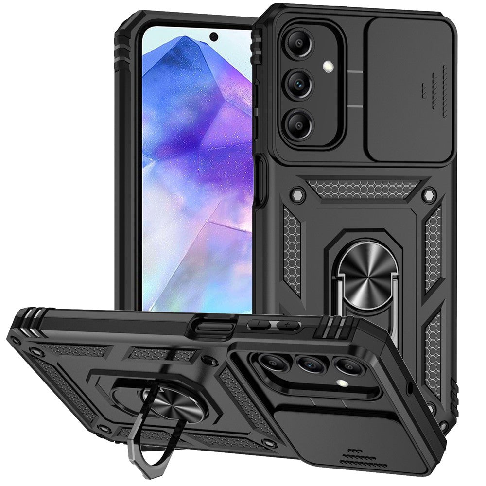 Galaxy A35 5G Stoßfeste Schutzhülle – mit Kameraschutz-Schieber & 360° Ringhalter