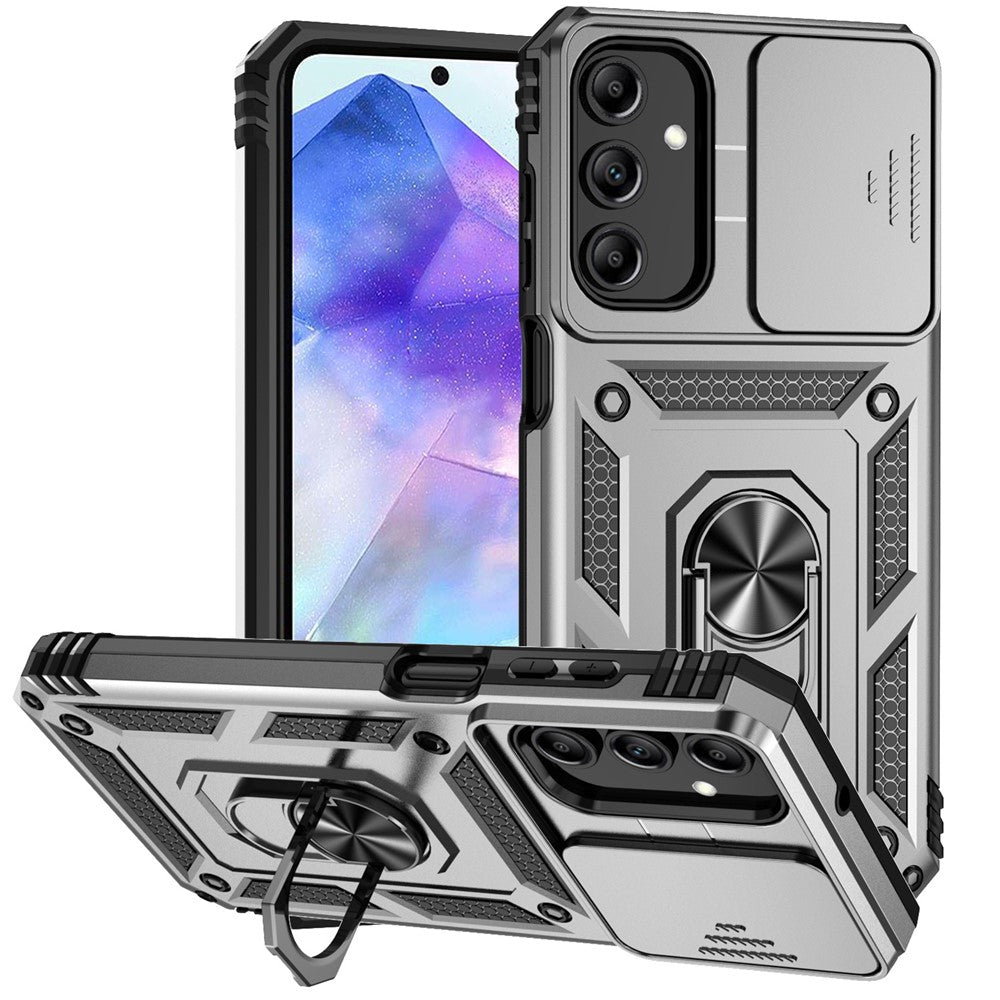 Galaxy A35 5G Stoßfeste Schutzhülle – mit Kameraschutz-Schieber & 360° Ringhalter