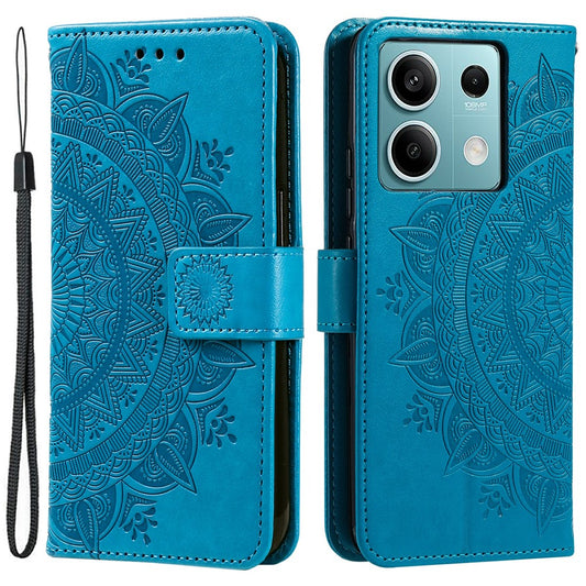 Xiaomi Redmi Note 13 5G Handyhülle – Lederhülle mit Mandala-Blumen-Abdeckung, Magnetverschluss