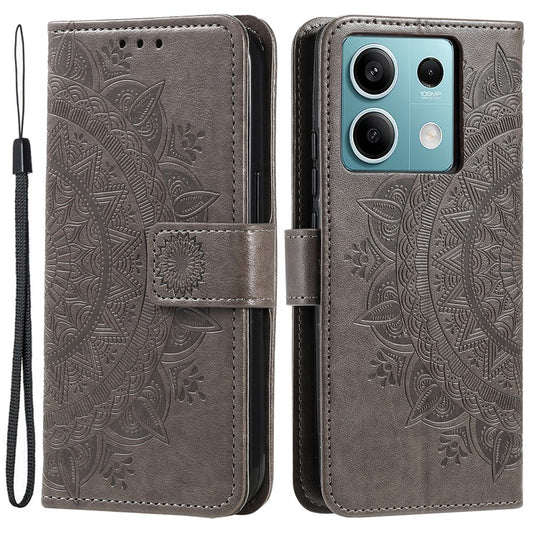 Xiaomi Redmi Note 13 5G Handyhülle – Lederhülle mit Mandala-Blumen-Abdeckung, Magnetverschluss