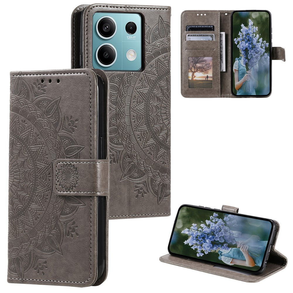 For Xiaomi Redmi Note 13 5G Leather Case Mandala Flower Cover Magnetic Clasp