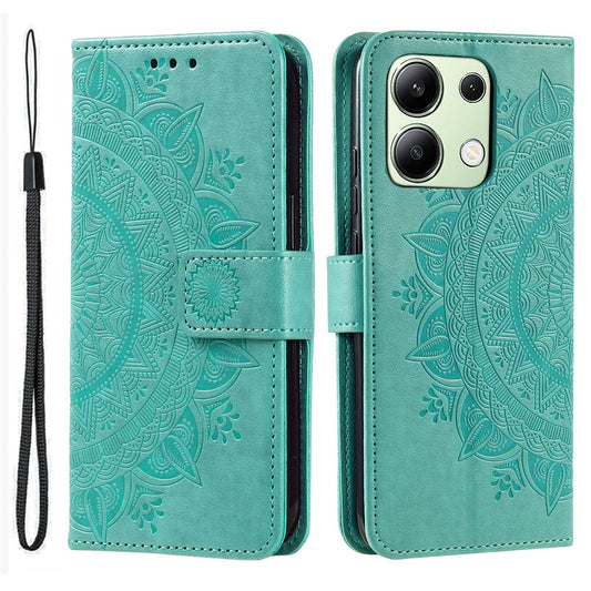 Xiaomi Redmi Note 13 4G Handyhülle – PU-Leder- mit bedrucktem Mandala-Blumen-Standfunktion-Brieftaschen
