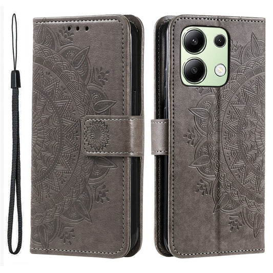 Xiaomi Redmi Note 13 4G Handyhülle – PU-Leder- mit bedrucktem Mandala-Blumen-Standfunktion-Brieftaschen