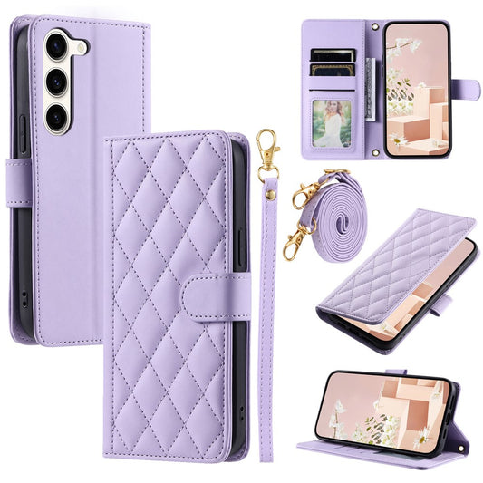 Galaxy S23 Plus Wallet-Hülle – Rautenmuster mit Geldbörsenfunktion & Riemen