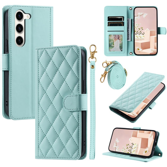 Galaxy S23 Plus Wallet-Hülle – Rautenmuster mit Geldbörsenfunktion & Riemen
