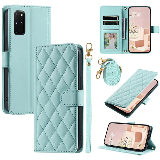 Galaxy S20 Plus 4G/5G Wallet-Hülle – Rautenmuster mit Geldbörsenfunktion & Riemen