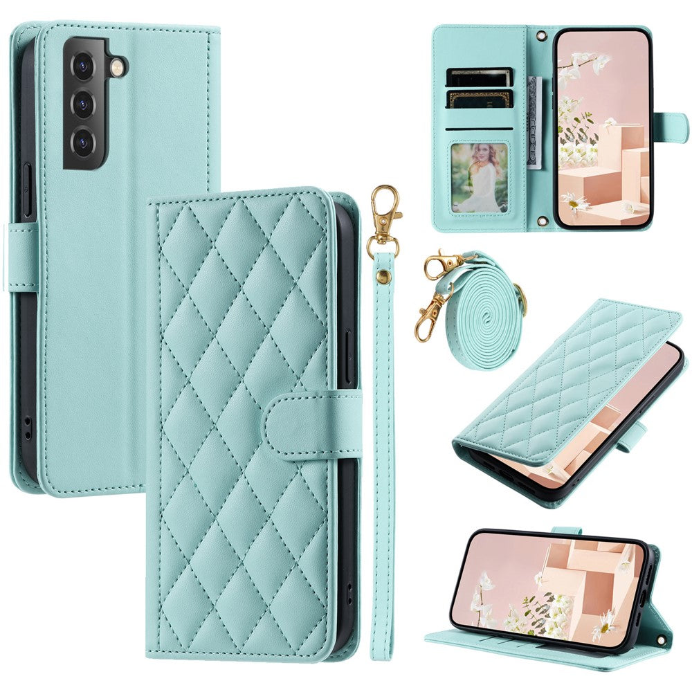 Galaxy S21 Plus 5G Wallet-Hülle – Rautenmuster mit Geldbörsenfunktion & Riemen