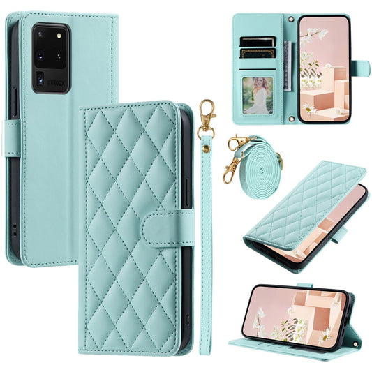 Galaxy S20 Ultra Wallet-Hülle – Rautenmuster mit Geldbörsenfunktion & Riemen