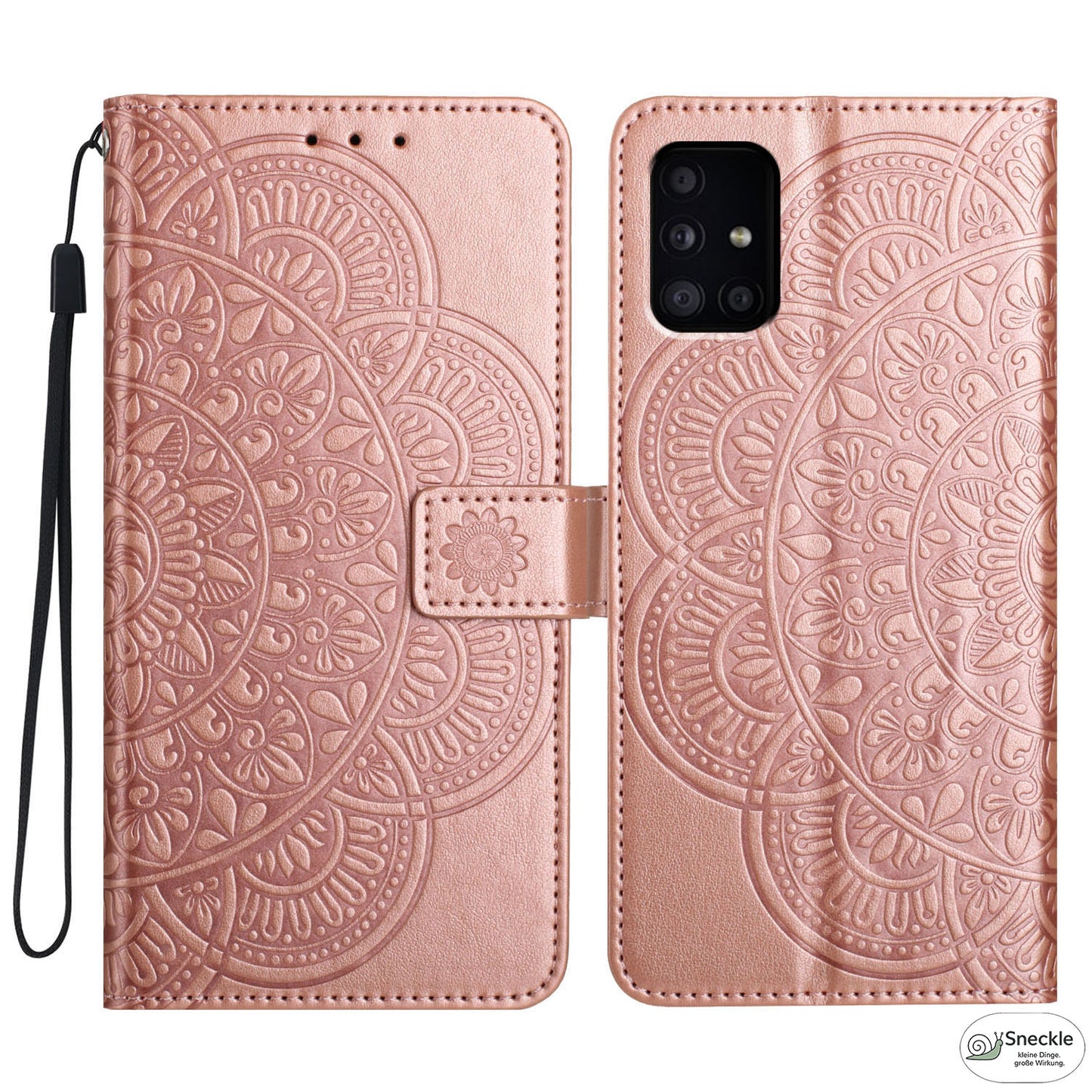 Galaxy A51 4G Lederhülle – Blumenprägung – Wallet-Design