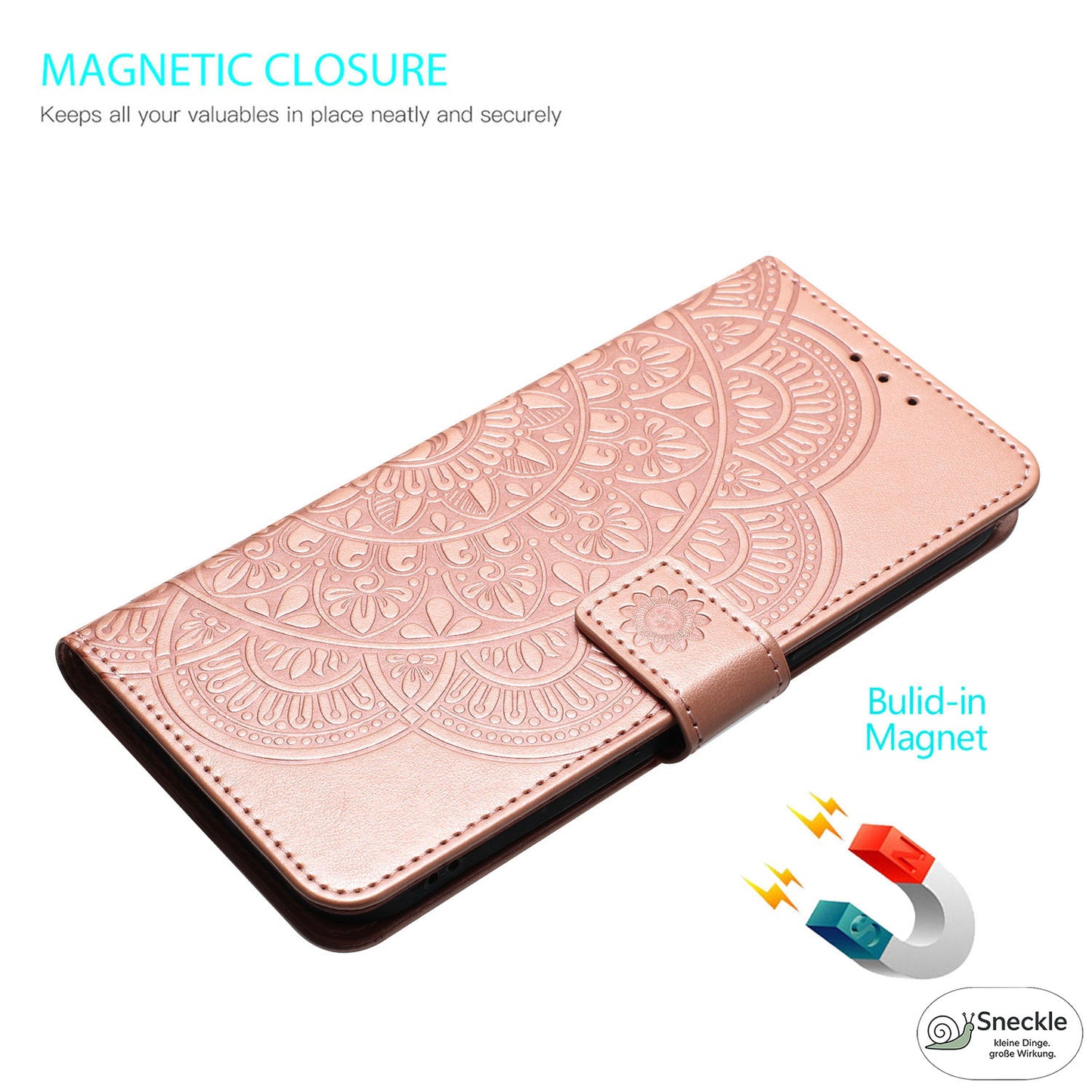 Galaxy A51 4G Lederhülle – Blumenprägung – Wallet-Design