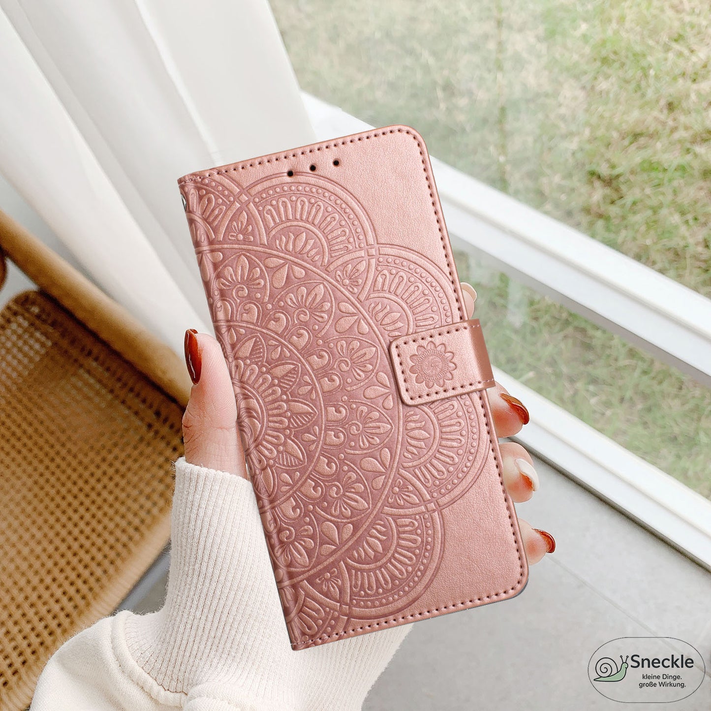 Galaxy A51 4G Lederhülle – Blumenprägung – Wallet-Design