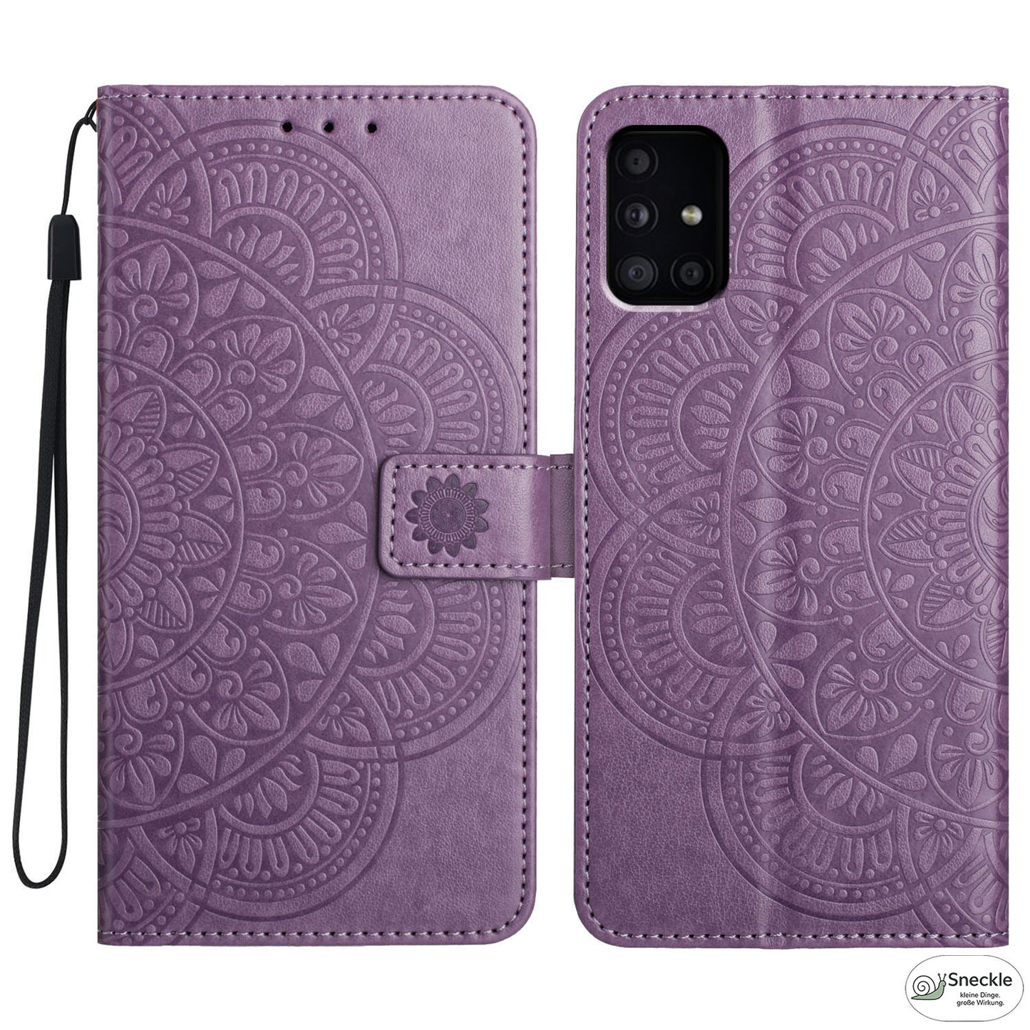 Galaxy A51 4G Lederhülle – Blumenprägung – Wallet-Design