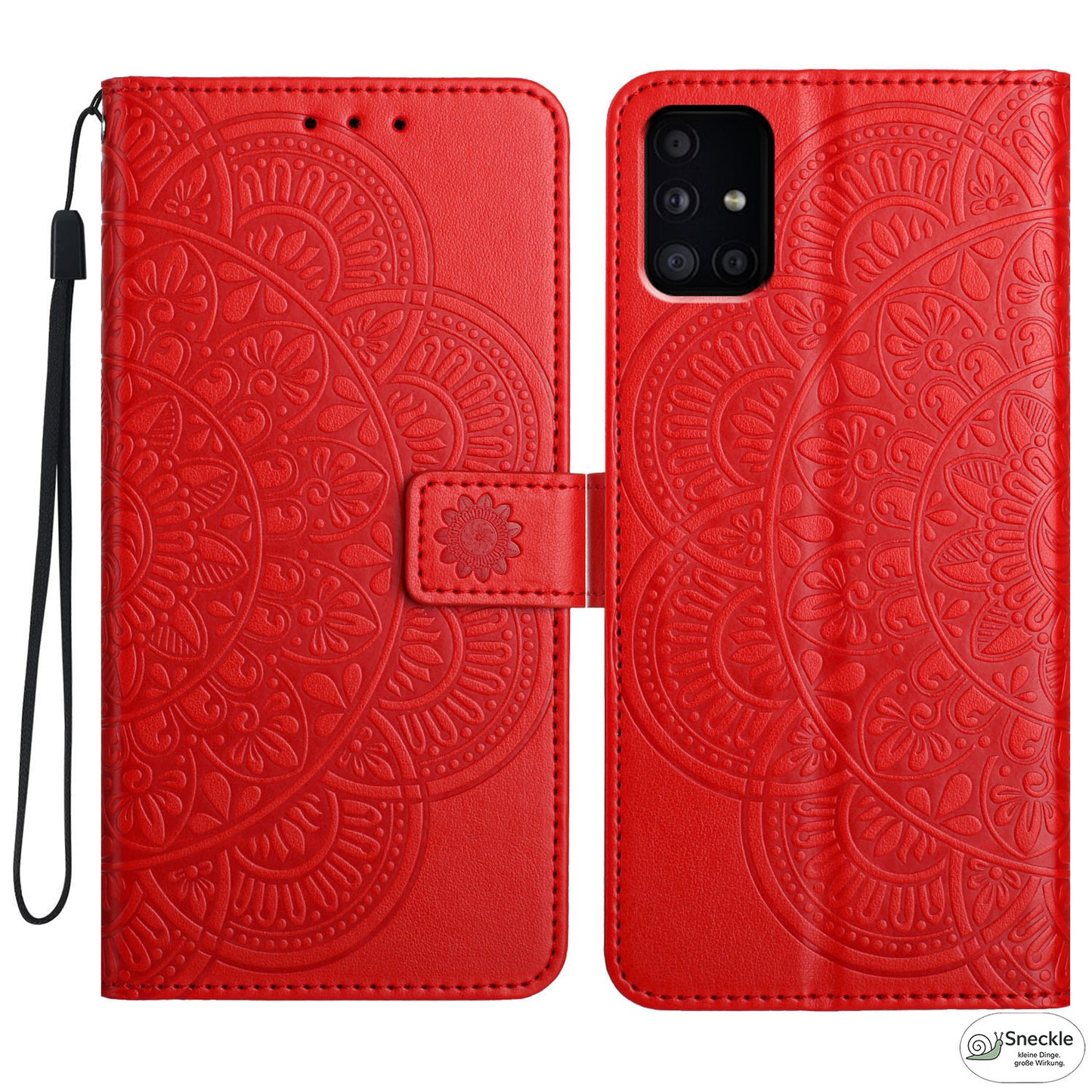 Galaxy A51 4G Lederhülle – Blumenprägung – Wallet-Design