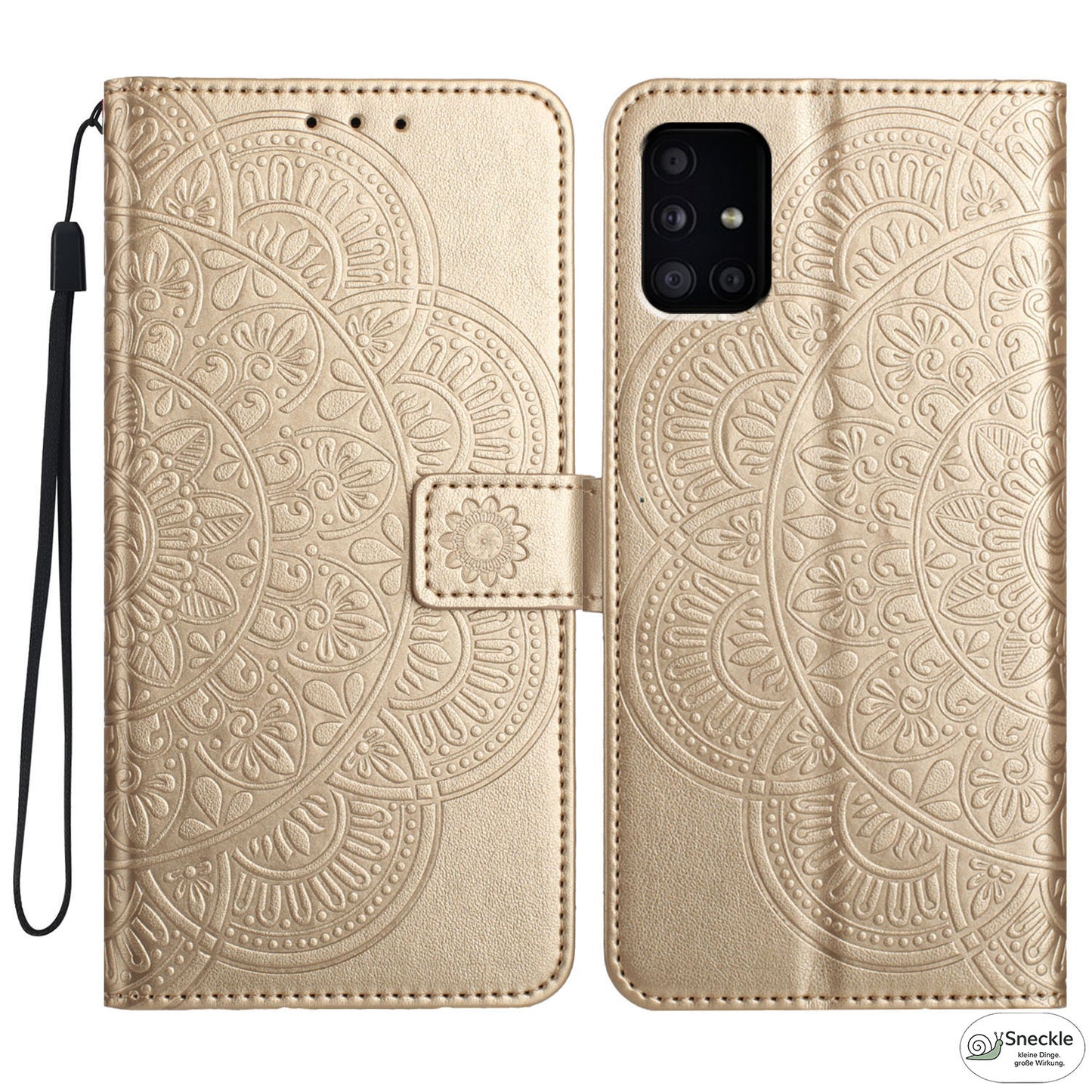 Galaxy A51 4G Lederhülle – Blumenprägung – Wallet-Design