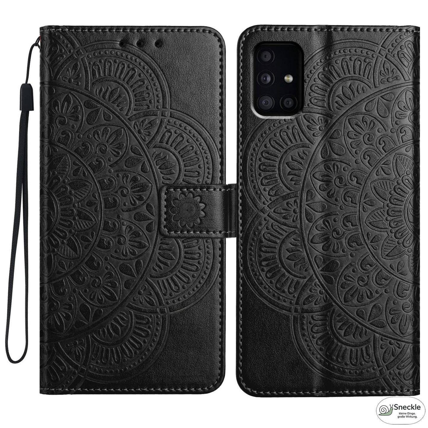 Galaxy A51 4G Lederhülle – Blumenprägung – Wallet-Design