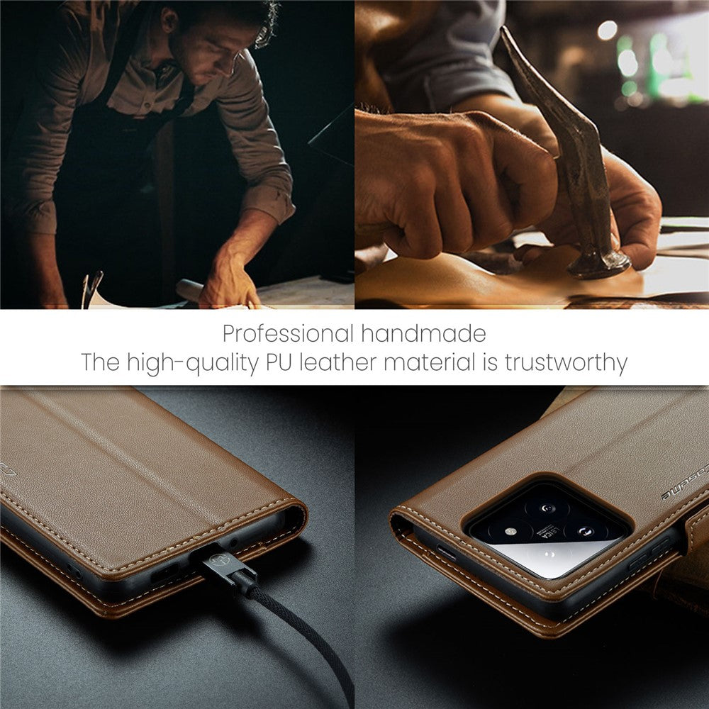 For Xiaomi 14 Pro Leather Case CASEME 023 RFID Blocking 3 Card Slot Mobile Cover