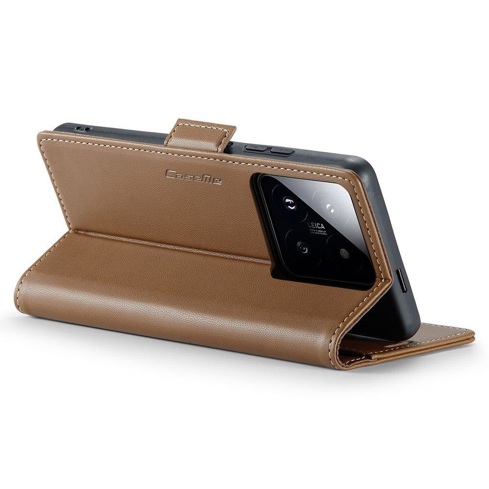 For Xiaomi 14 Pro Leather Case CASEME 023 RFID Blocking 3 Card Slot Mobile Cover