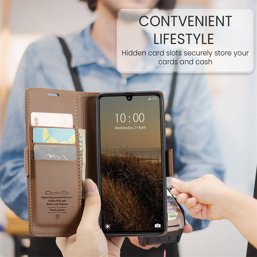 For Xiaomi Redmi 13C 4G / Redmi 13C 5G / Poco C65 4G Leather Case CASEME 023 RFID Blocking 3 Card Slot Mobile Cover