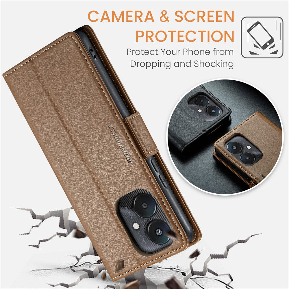 For Xiaomi Redmi 13C 4G / Redmi 13C 5G / Poco C65 4G Leather Case CASEME 023 RFID Blocking 3 Card Slot Mobile Cover
