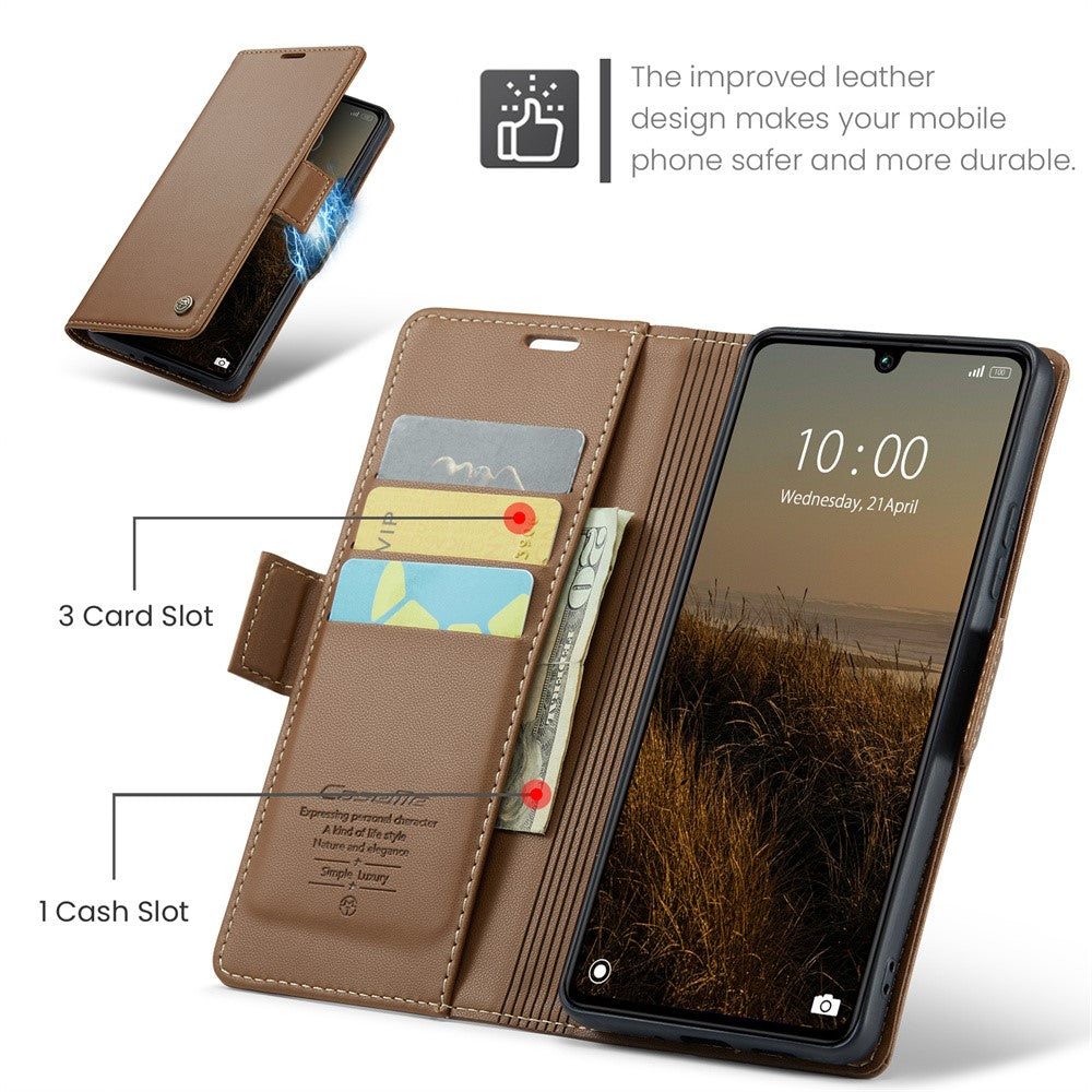 For Xiaomi Redmi 13C 4G / Redmi 13C 5G / Poco C65 4G Leather Case CASEME 023 RFID Blocking 3 Card Slot Mobile Cover