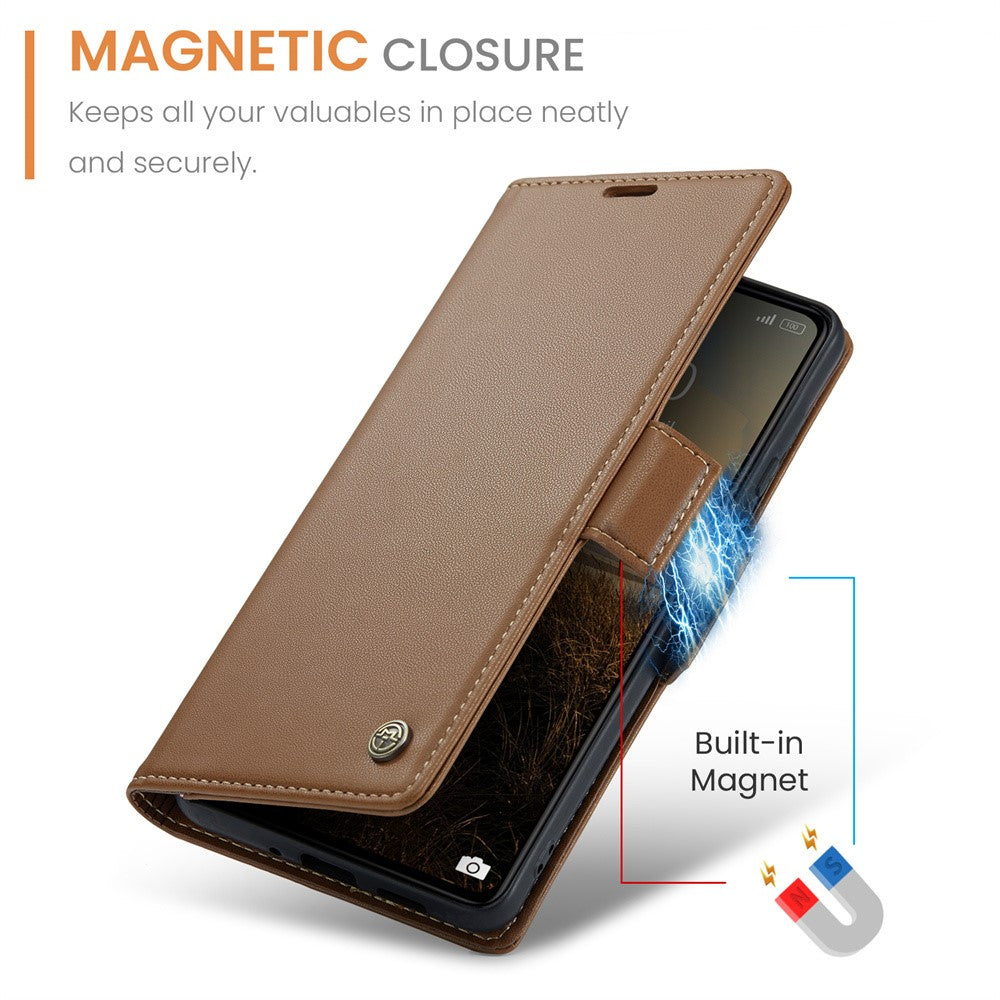 For Xiaomi Redmi 13C 4G / Redmi 13C 5G / Poco C65 4G Leather Case CASEME 023 RFID Blocking 3 Card Slot Mobile Cover