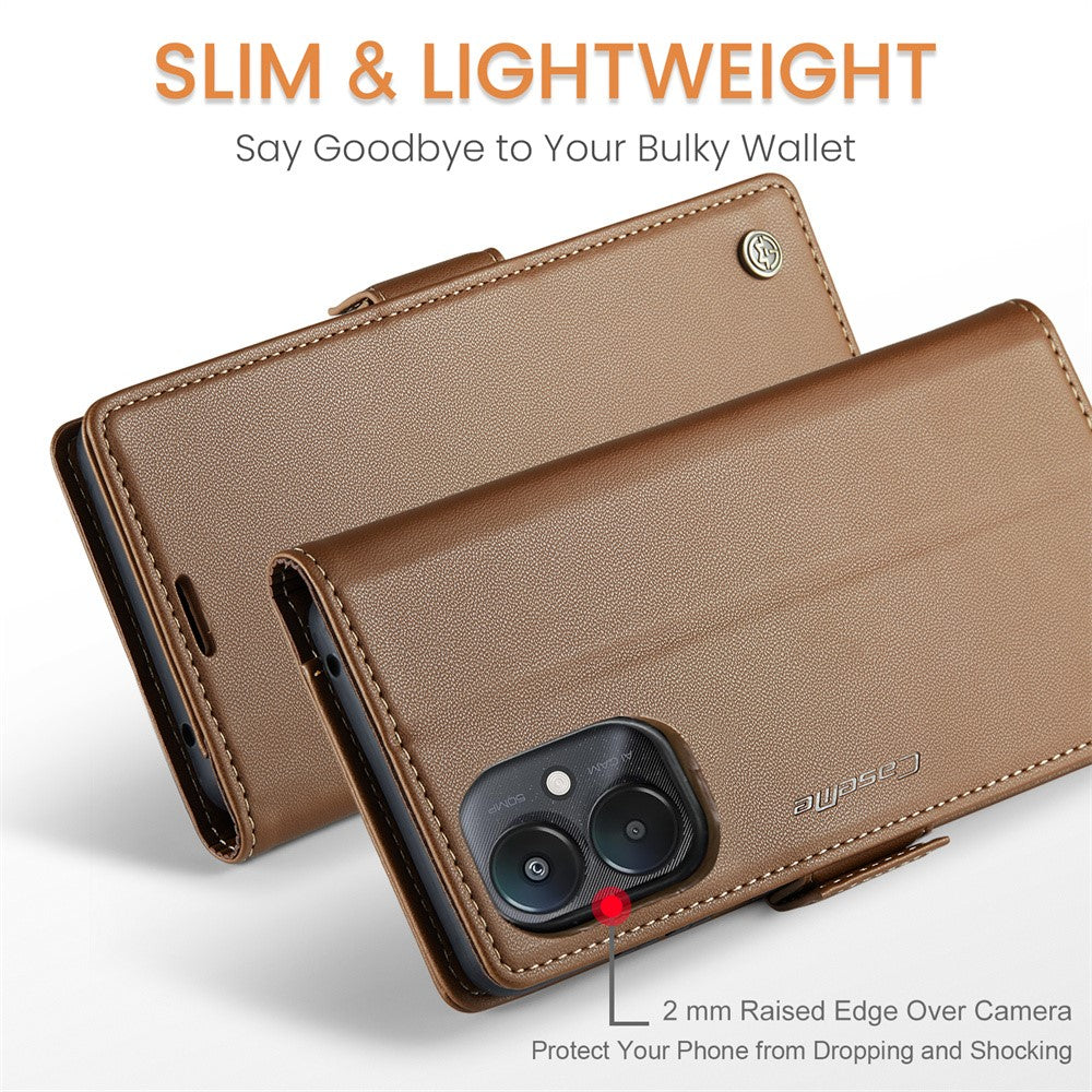 For Xiaomi Redmi 13C 4G / Redmi 13C 5G / Poco C65 4G Leather Case CASEME 023 RFID Blocking 3 Card Slot Mobile Cover