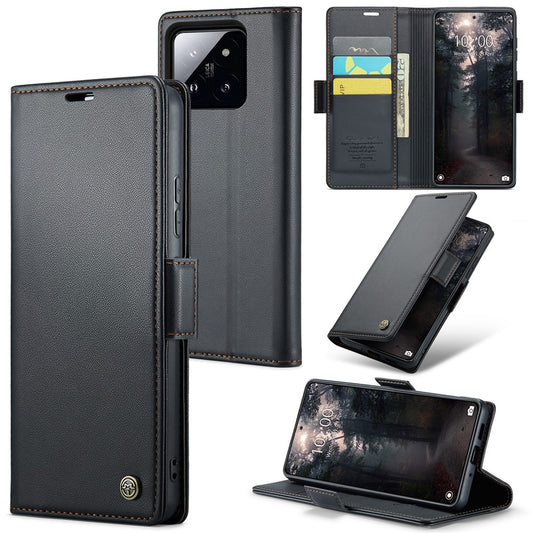 Xiaomi 14 Handyhülle – Magnetische Ledertasche CASEME 023, RFID-blockierende mobile Abdeckung mit 3 Kartenfächern