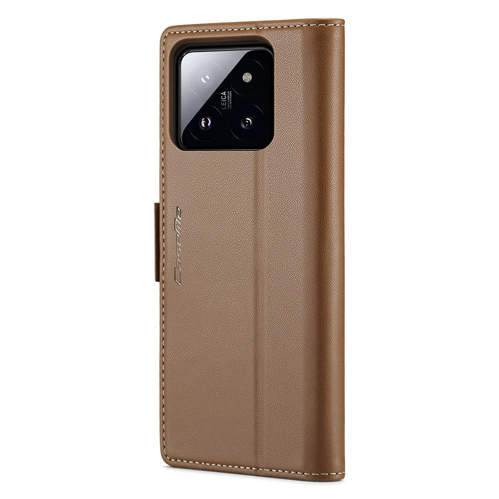 For Xiaomi 14 Magnetic Leather Case CASEME 023 RFID Blocking 3 Card Slot Mobile Cover