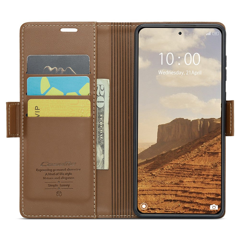 For Xiaomi 14 Magnetic Leather Case CASEME 023 RFID Blocking 3 Card Slot Mobile Cover