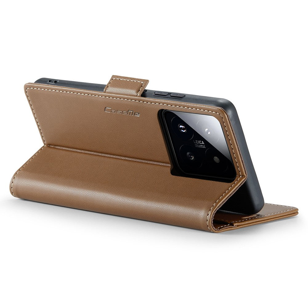 For Xiaomi 14 Magnetic Leather Case CASEME 023 RFID Blocking 3 Card Slot Mobile Cover