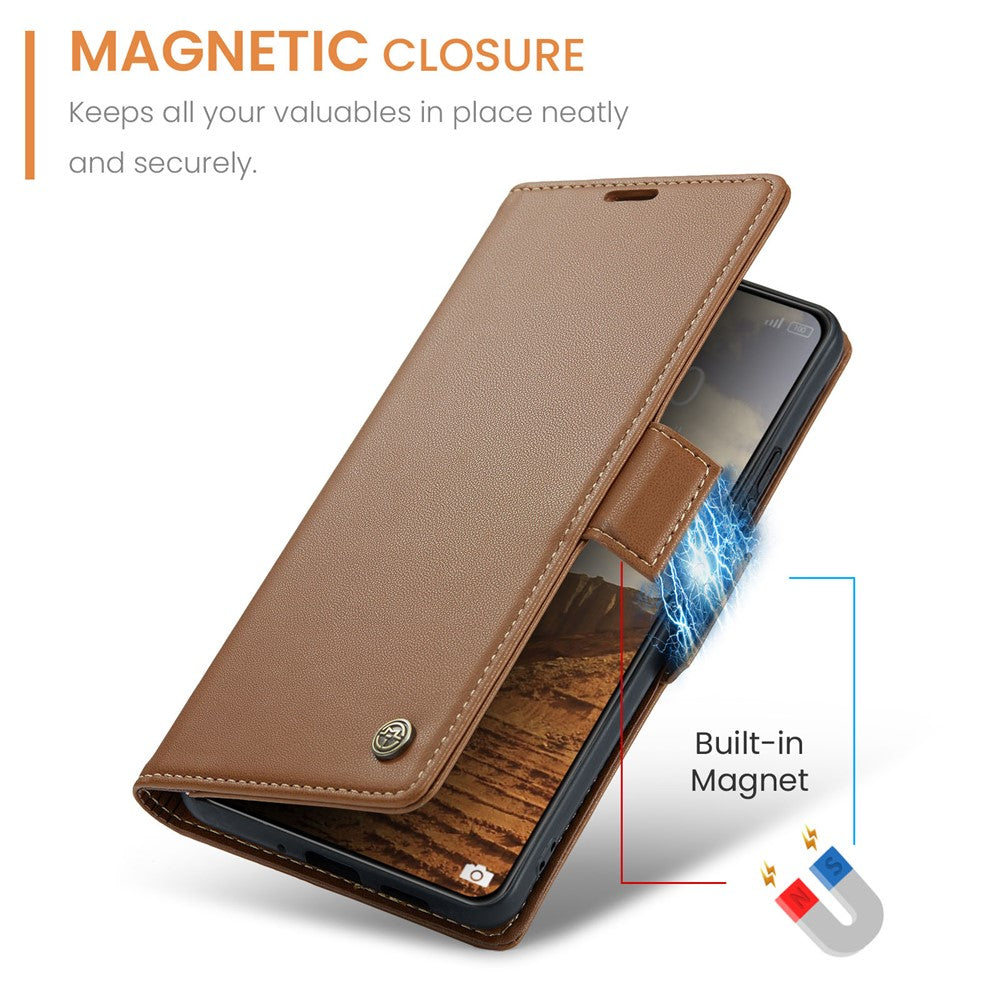 For Xiaomi 14 Magnetic Leather Case CASEME 023 RFID Blocking 3 Card Slot Mobile Cover